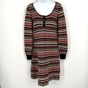 M Missoni‎ Waffle Knit Striped Colorful Henley Dress Size M / 6